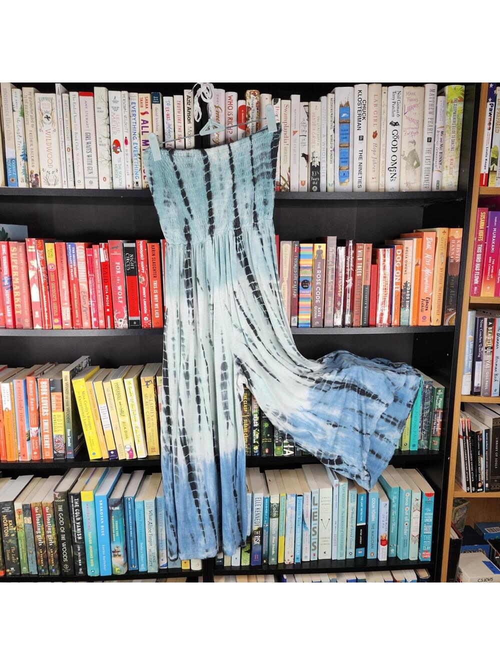Kiwi & Puch Strapless Tie-Dye Jumpsuit Blue and White Super Soft Knit XS Comfy